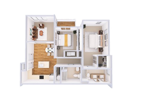 Floor plan for 2 beds, 2 baths, 1060 sqft